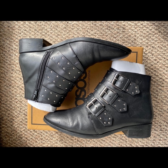 ASOS Shoes - ASOS ASHLEIGH Leather Studded Ankle Boots